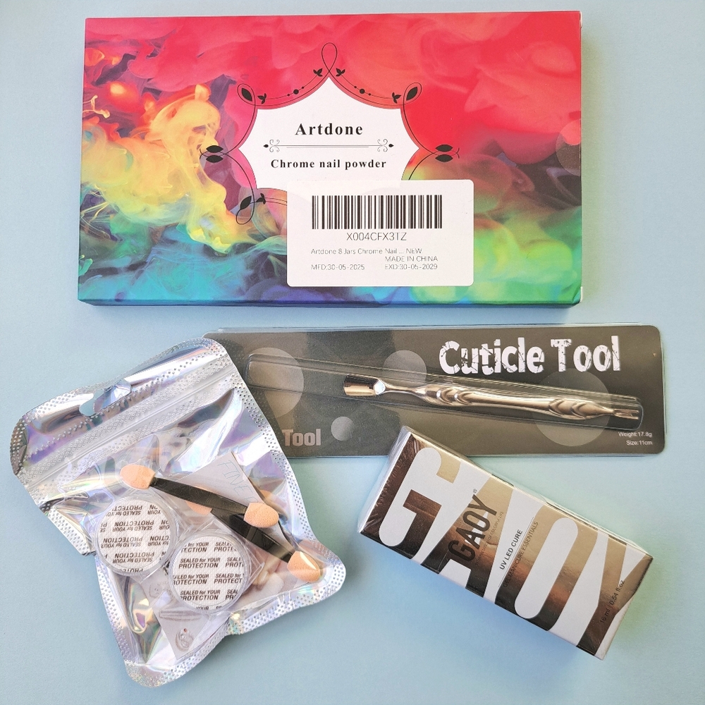 💅Bundle #5 4pc New Nail Art Tools Chrome Powder Holographic 🎀🧸🩷